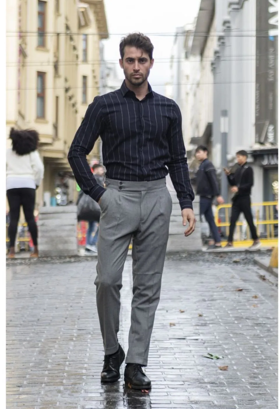Slim Fit Uzun Kol Desenli Erkek Gömlek 3GMK311279010 - Giovanni Fratelli