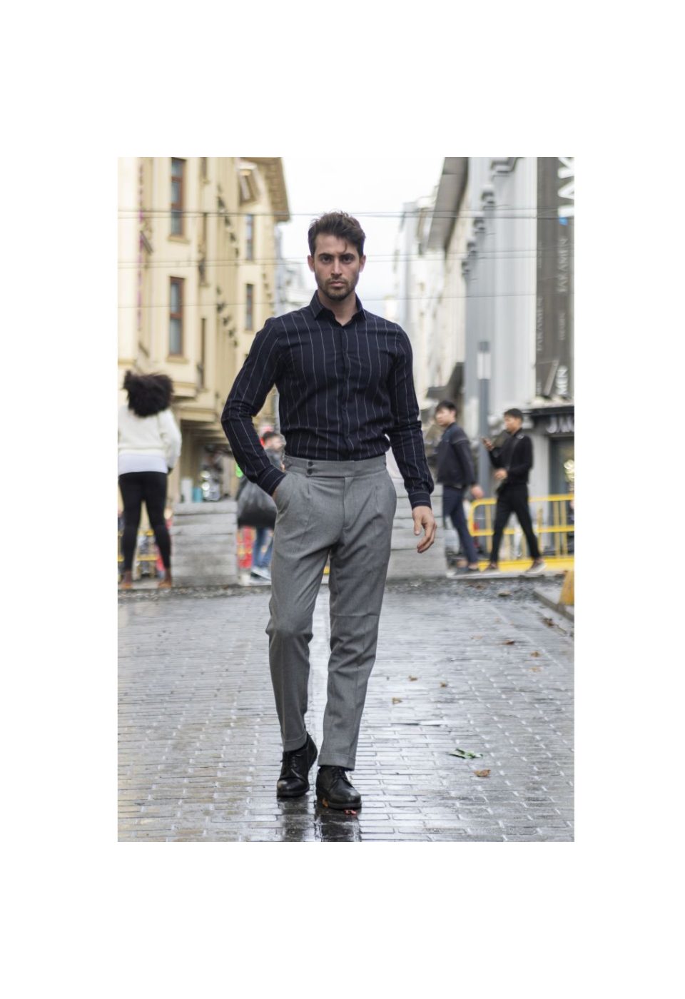 Slim Fit Uzun Kol Desenli Erkek Gömlek 3GMK311279010 - Giovanni Fratelli