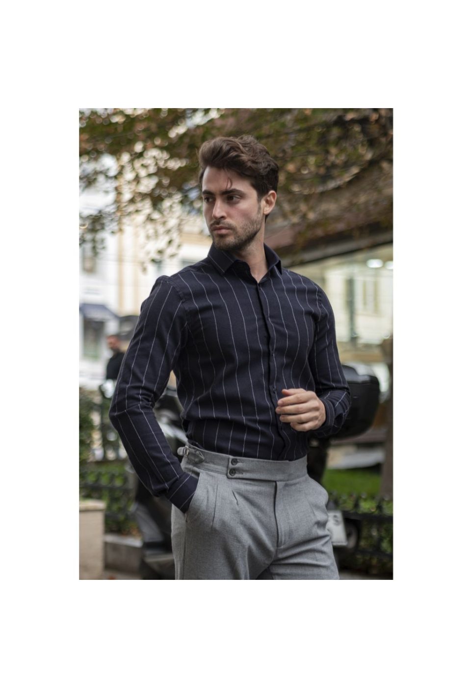 Slim Fit Uzun Kol Desenli Erkek Gömlek 3GMK311279010 - Giovanni Fratelli