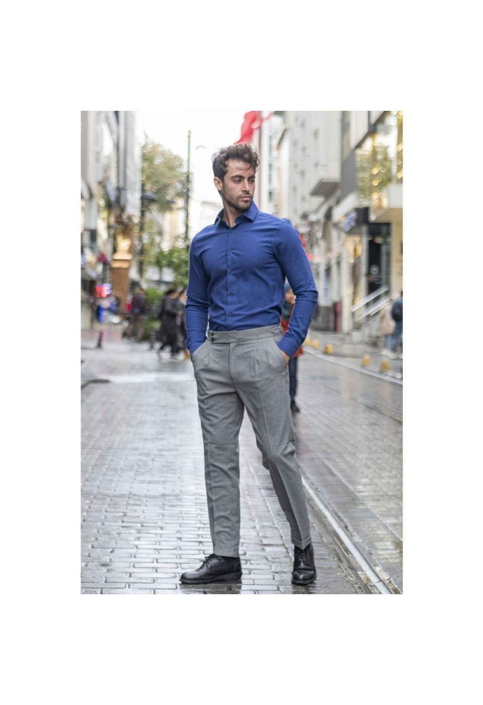 Slim Fit Uzun Kol Desenli Erkek Gömlek 3GMK311279015 - Giovanni Fratelli