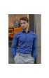 Slim Fit Uzun Kol Desenli Erkek Gömlek 3GMK311279015