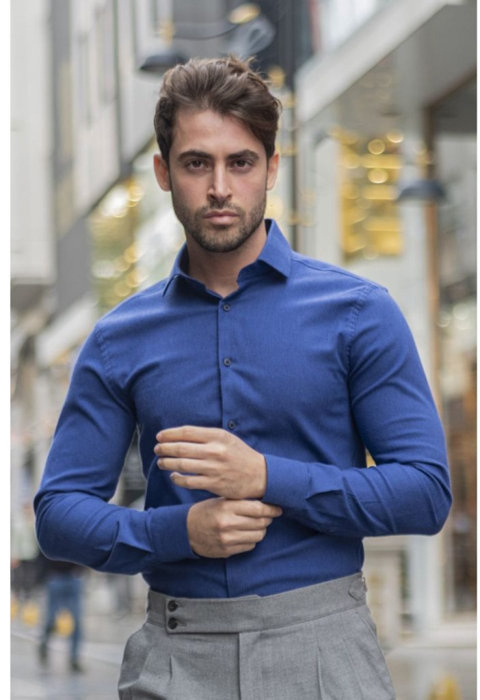 Slim Fit Uzun Kol Desenli Erkek Gömlek 3GMK311279015 - Giovanni Fratelli