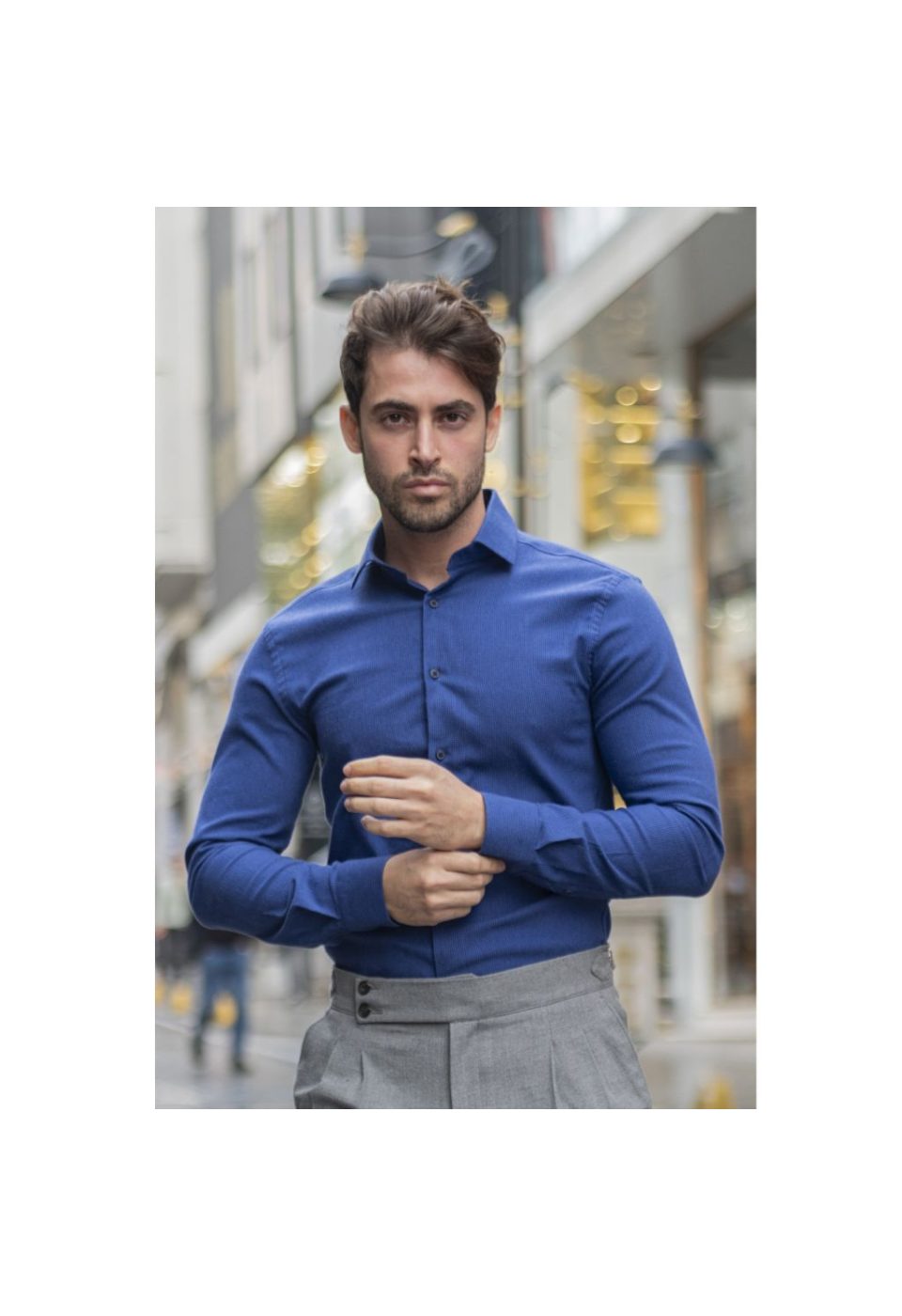 Slim Fit Uzun Kol Desenli Erkek Gömlek 3GMK311279015 - Giovanni Fratelli