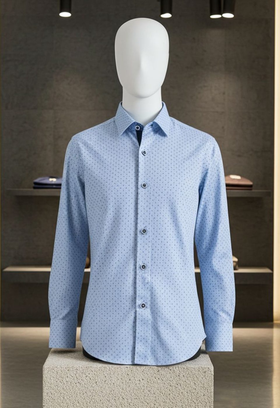 Slim Fit Uzun Kol Desenli Erkek Gömlek 3GMK311284001