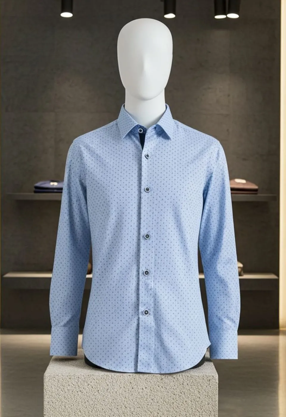 Slim Fit Uzun Kol Desenli Erkek Gömlek 3GMK311284001