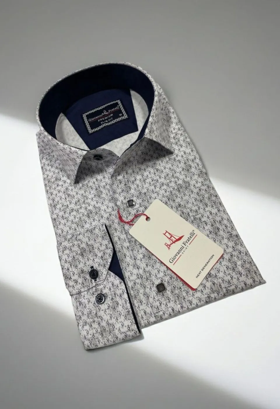 Slim Fit Uzun Kol Desenli Erkek Gömlek 3GMK311356001