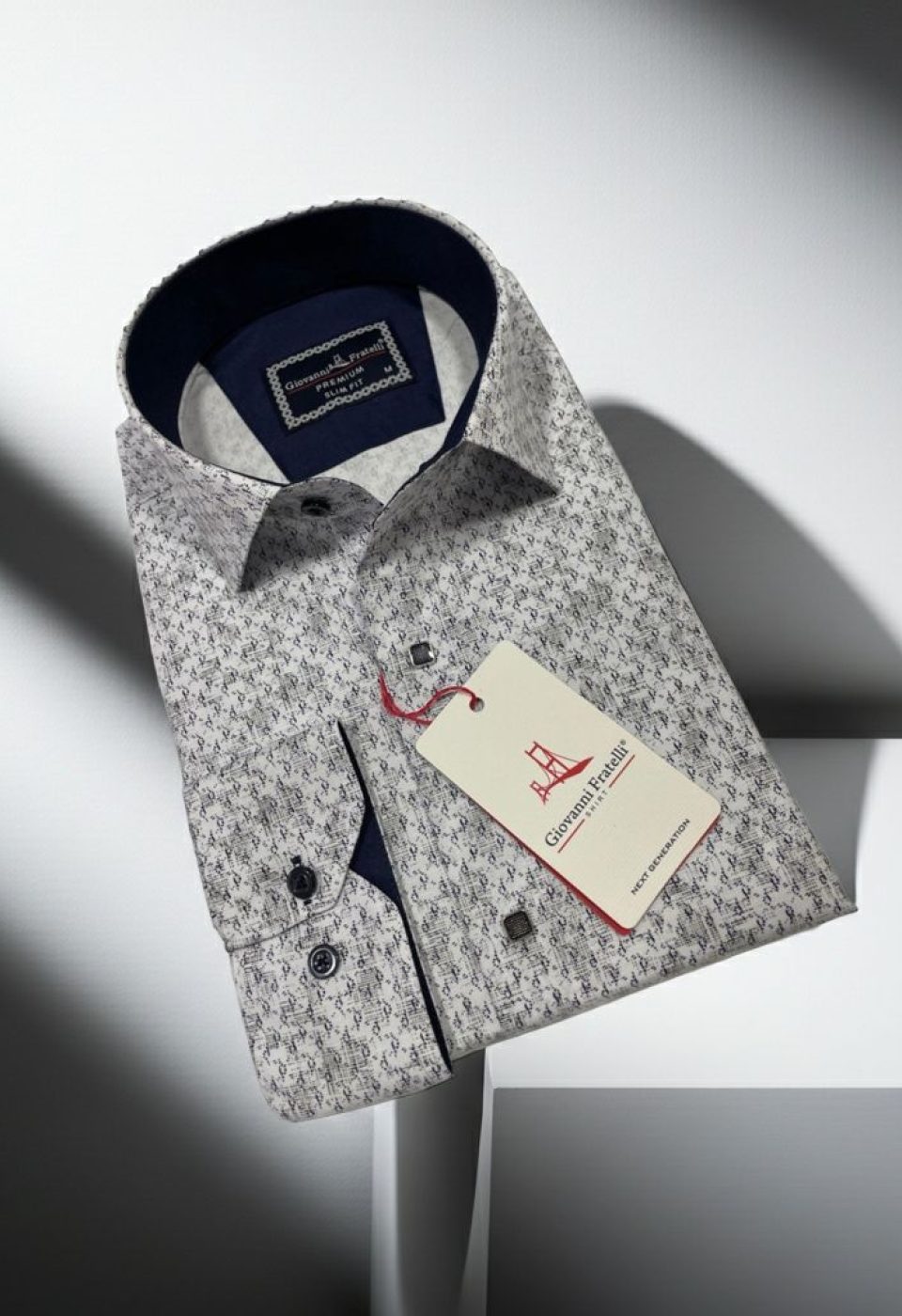 Slim Fit Uzun Kol Desenli Erkek Gömlek 3GMK311356001