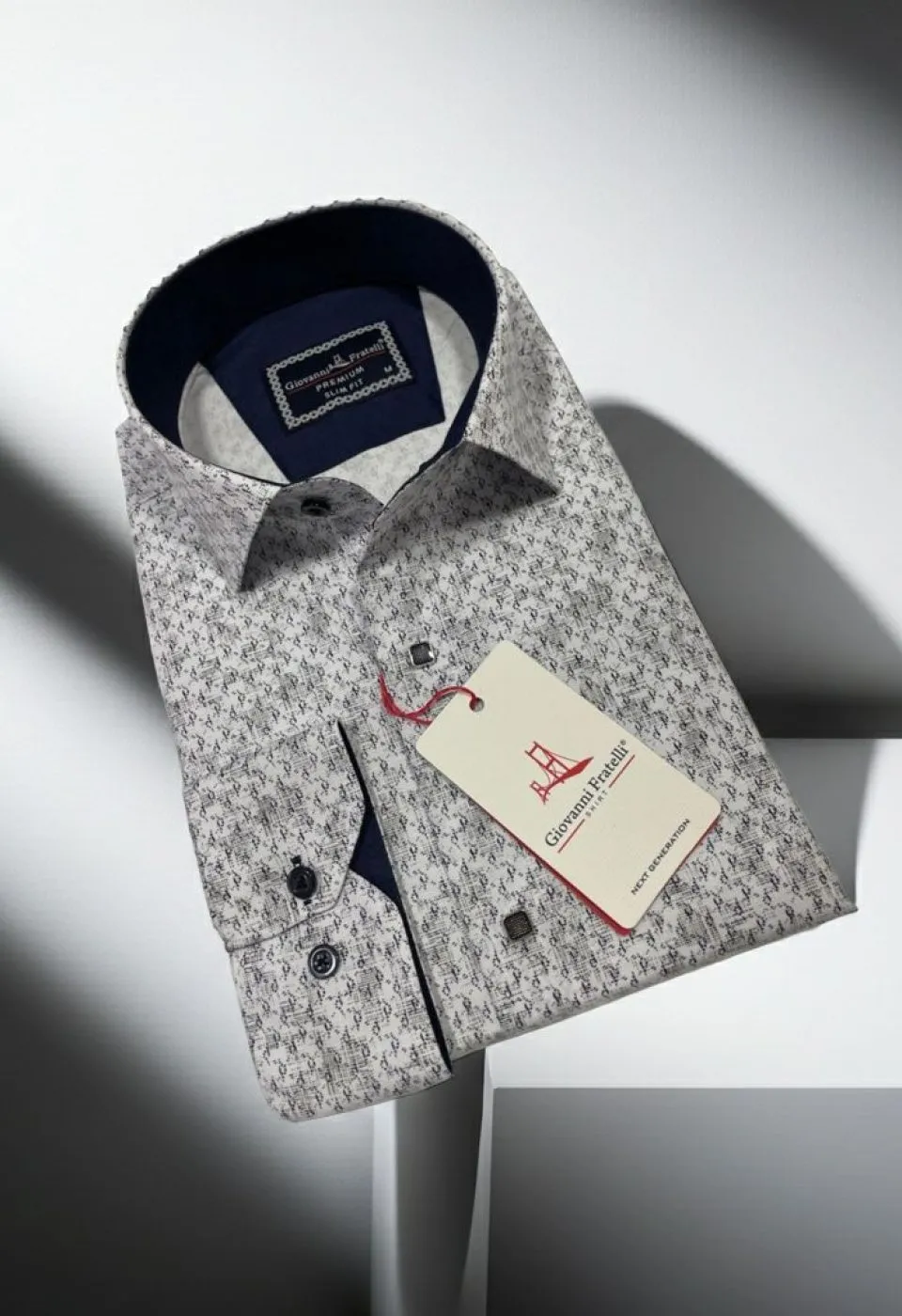 Slim Fit Uzun Kol Desenli Erkek Gömlek 3GMK311356001