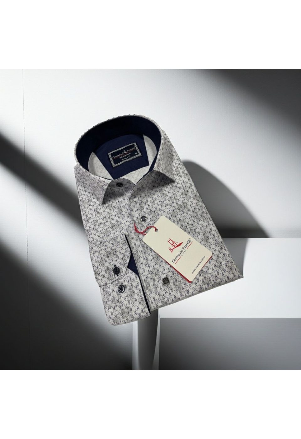 Slim Fit Uzun Kol Desenli Erkek Gömlek 3GMK311356001 - Giovanni Fratelli