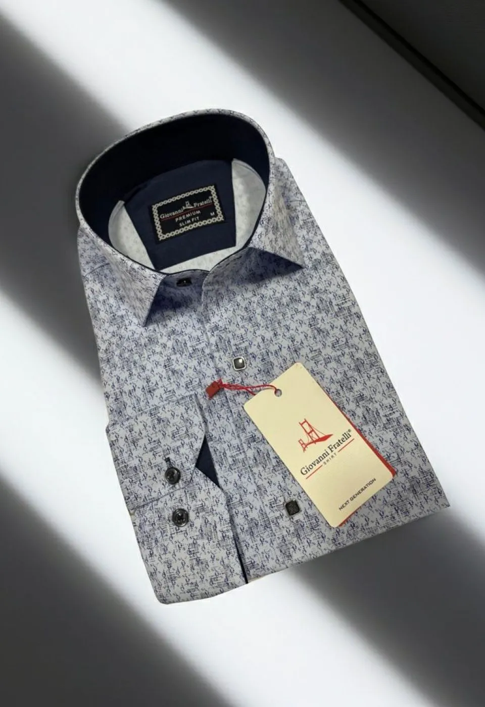 Slim Fit Uzun Kol Desenli Erkek Gömlek 3GMK311356002