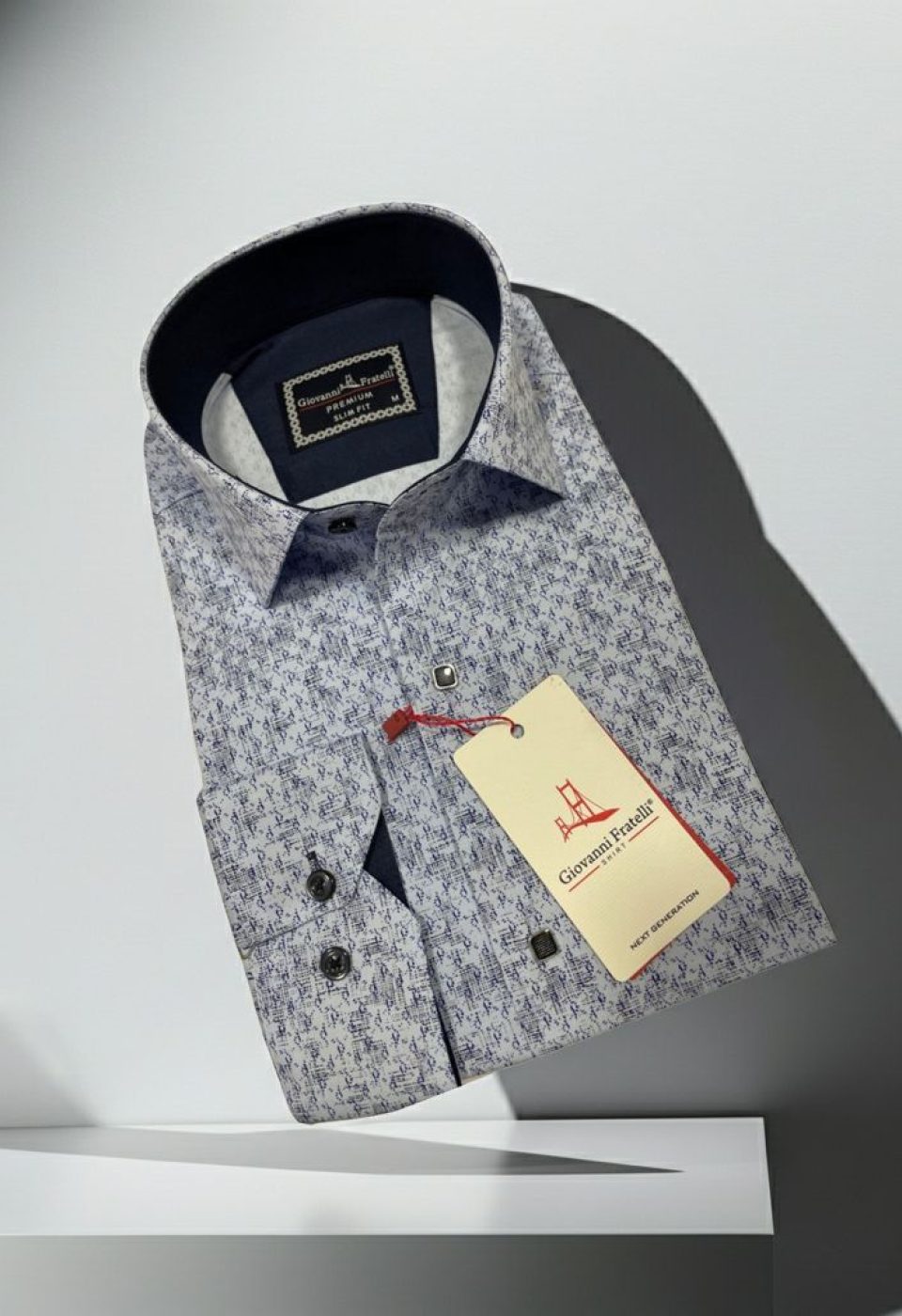 Slim Fit Uzun Kol Desenli Erkek Gömlek 3GMK311356002