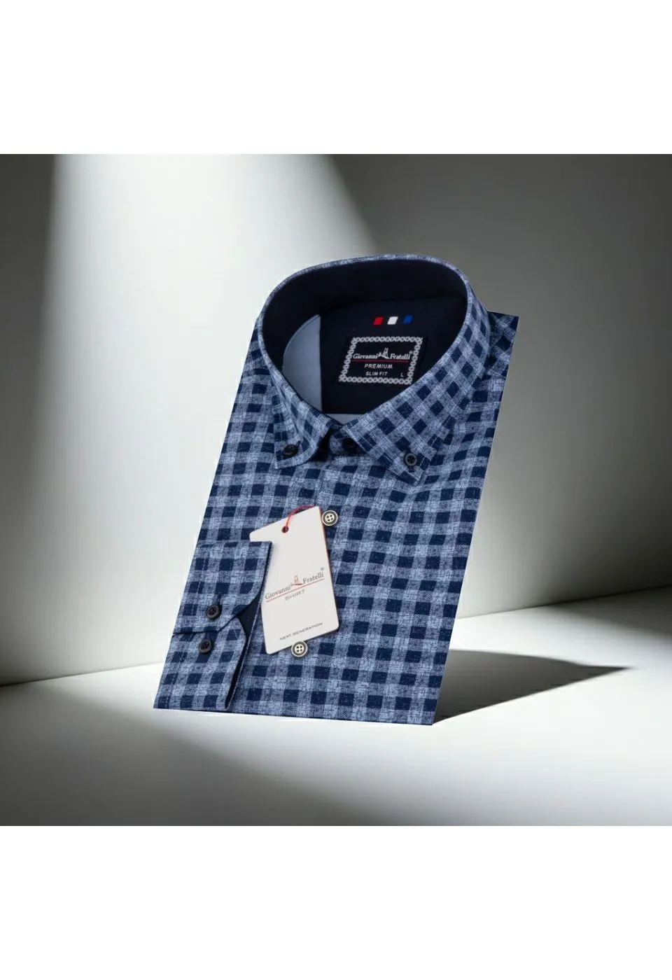 Slim Fit Uzun Kol Yaka Düğmeli Desenli Erkek Gömlek 3GMK311259003 - Giovanni Fratelli