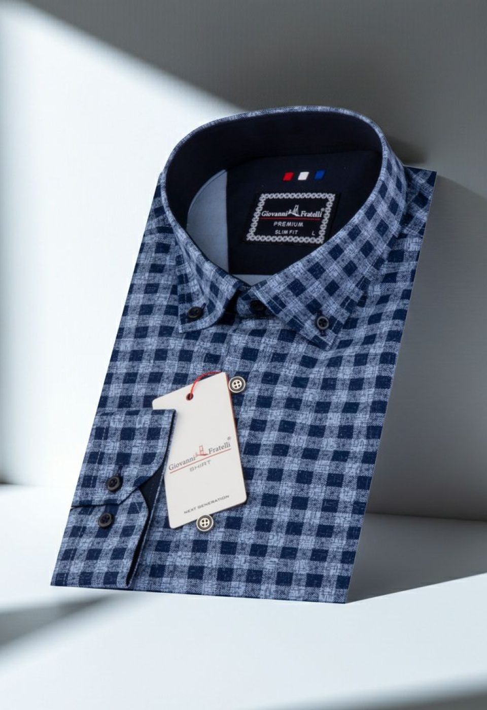 Slim Fit Uzun Kol Yaka Düğmeli Desenli Erkek Gömlek 3GMK311259003