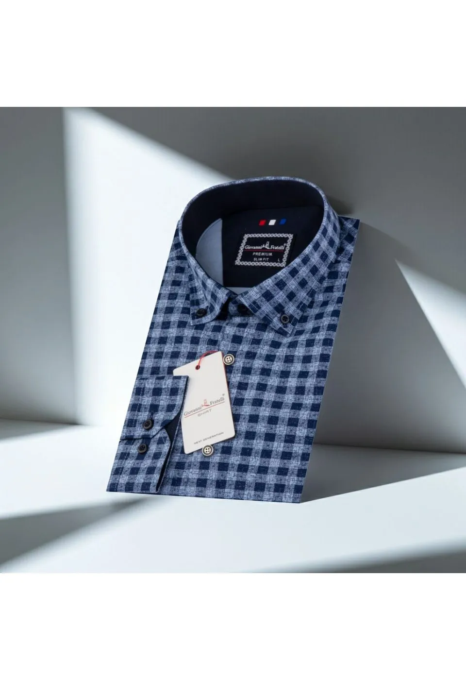Slim Fit Uzun Kol Yaka Düğmeli Desenli Erkek Gömlek 3GMK311259003 - Giovanni Fratelli