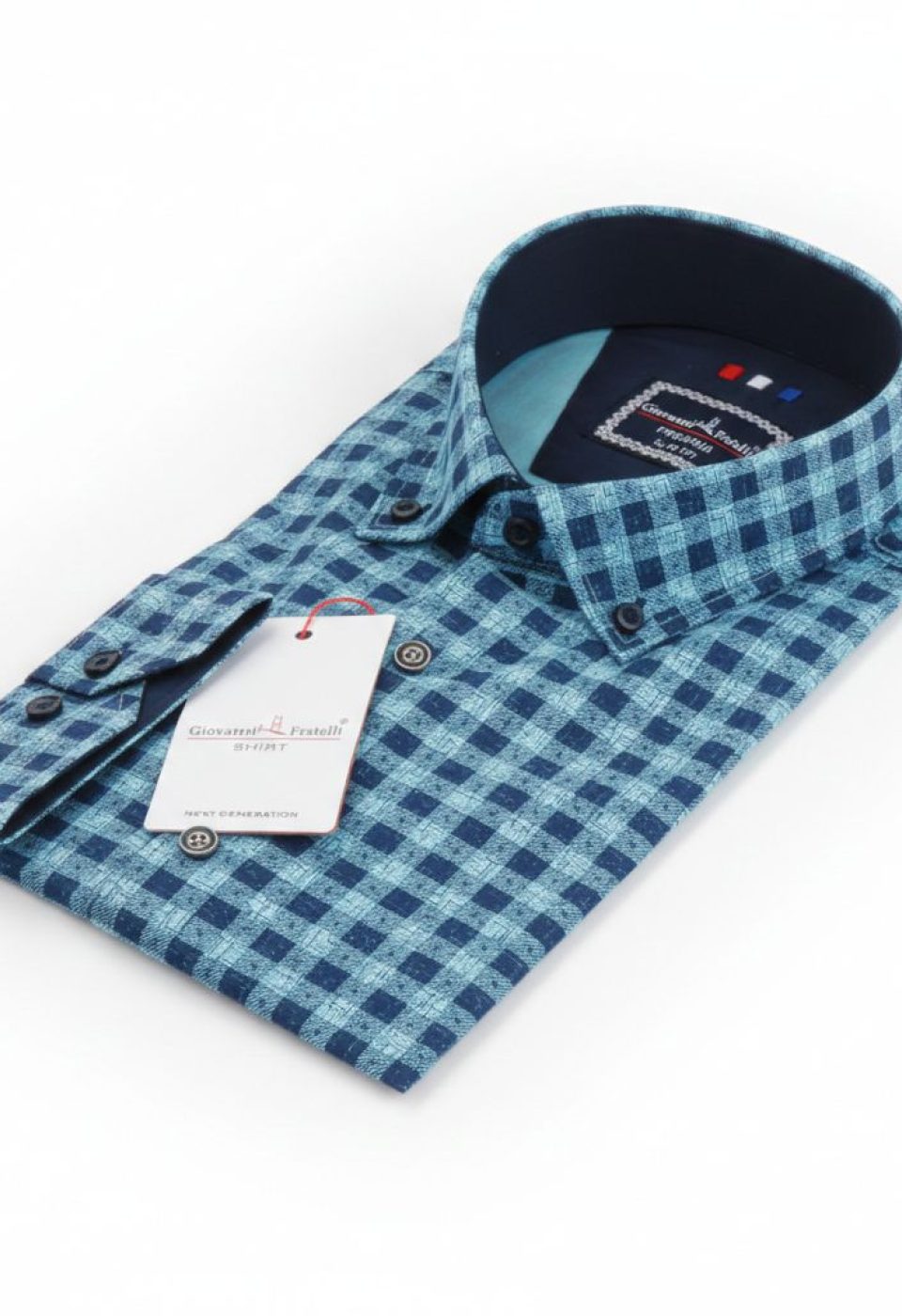 1259 CR YD 005 Slim Fit Uzun Kol Yaka Düğmeli Desenli Erkek Gömlek 3GMK311259005 - Giovanni Fratelli