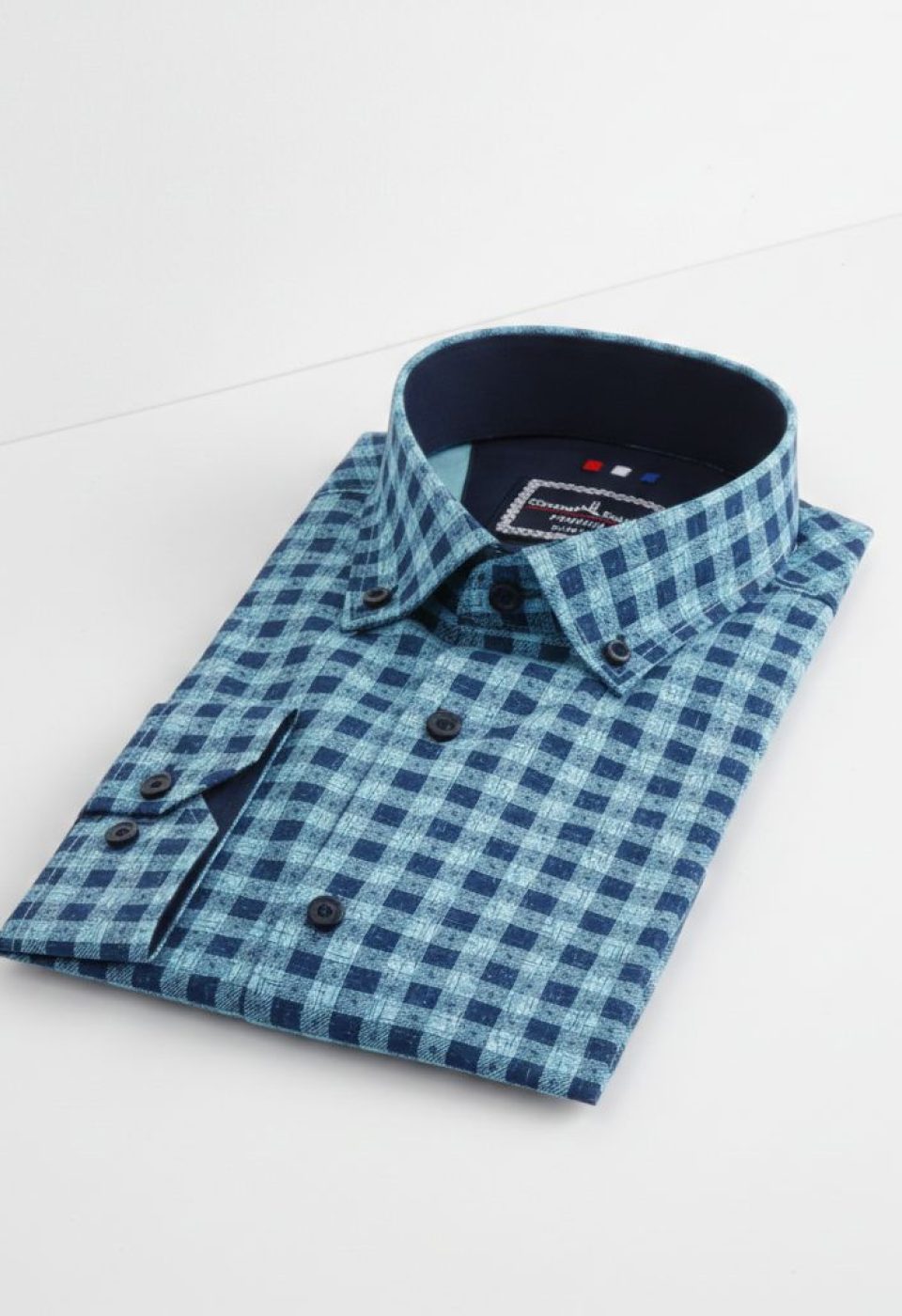 Slim Fit Uzun Kol Yaka Düğmeli Desenli Erkek Gömlek 3GMK311259005