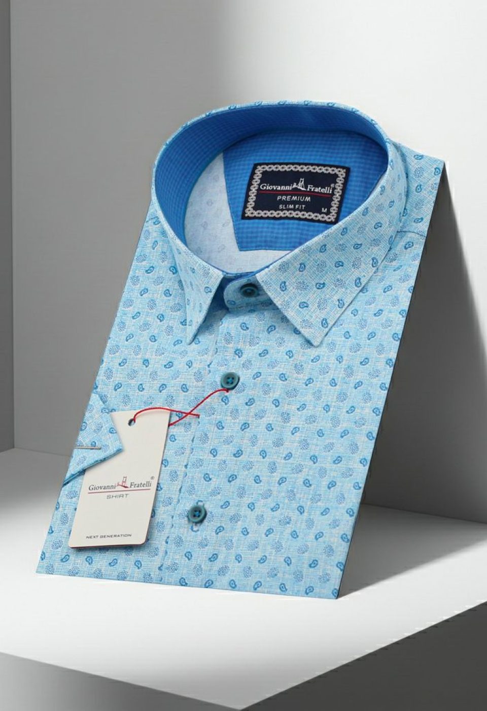 Slim Fit Kısa Kol Desenli Erkek Gömlek 3GMK321313002
