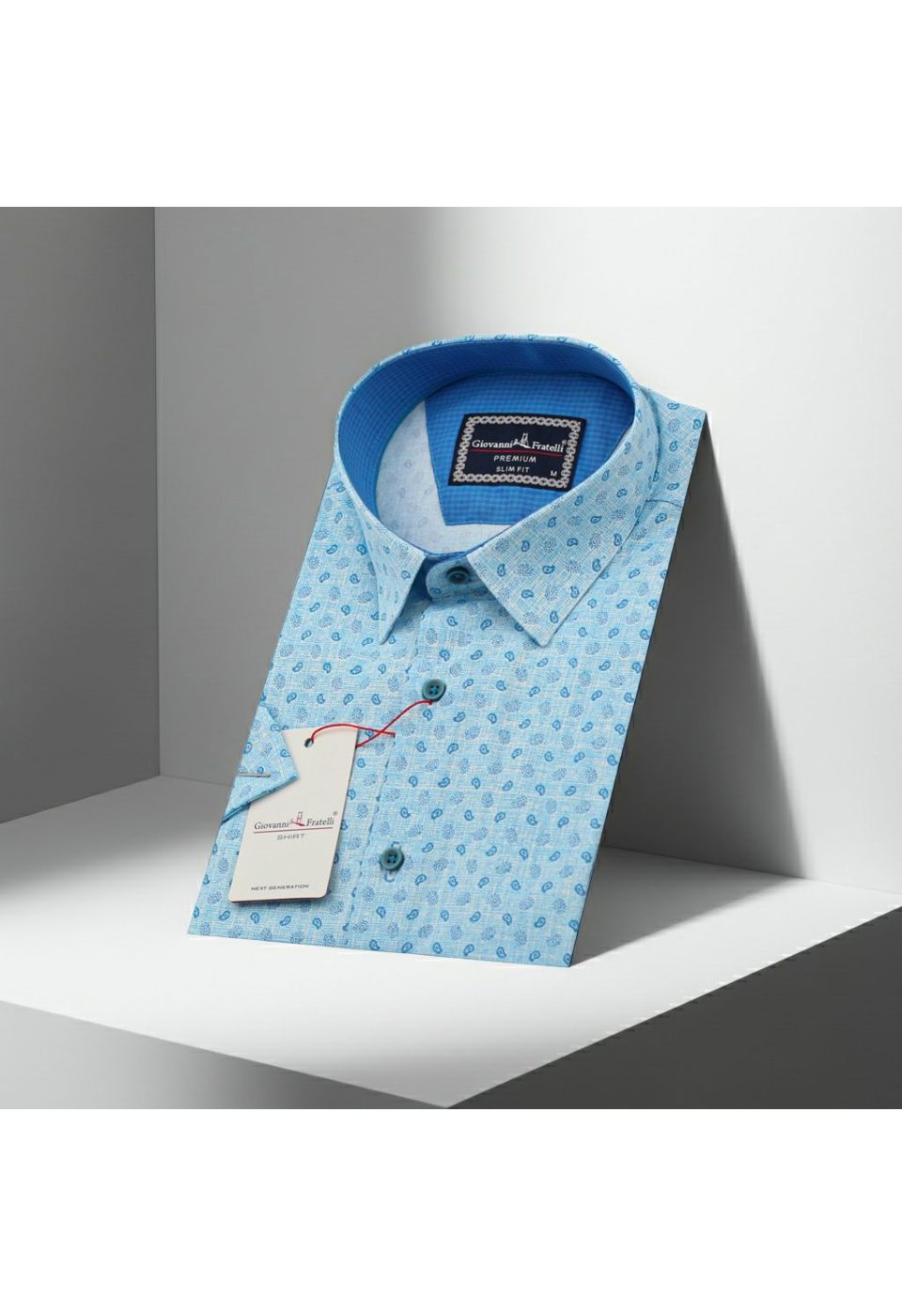 1313 CR K 002 Slim Fit Kısa Kol Desenli Erkek Gömlek 3GMK321313002 - Giovanni Fratelli
