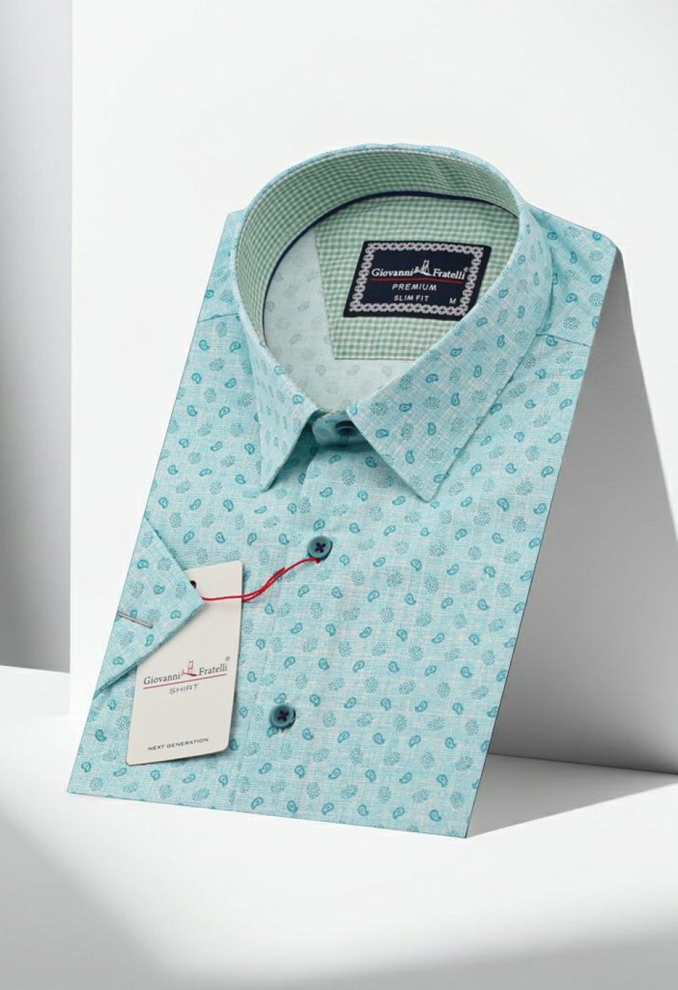 Slim Fit Kısa Kol Desenli Erkek Gömlek 3GMK321313004