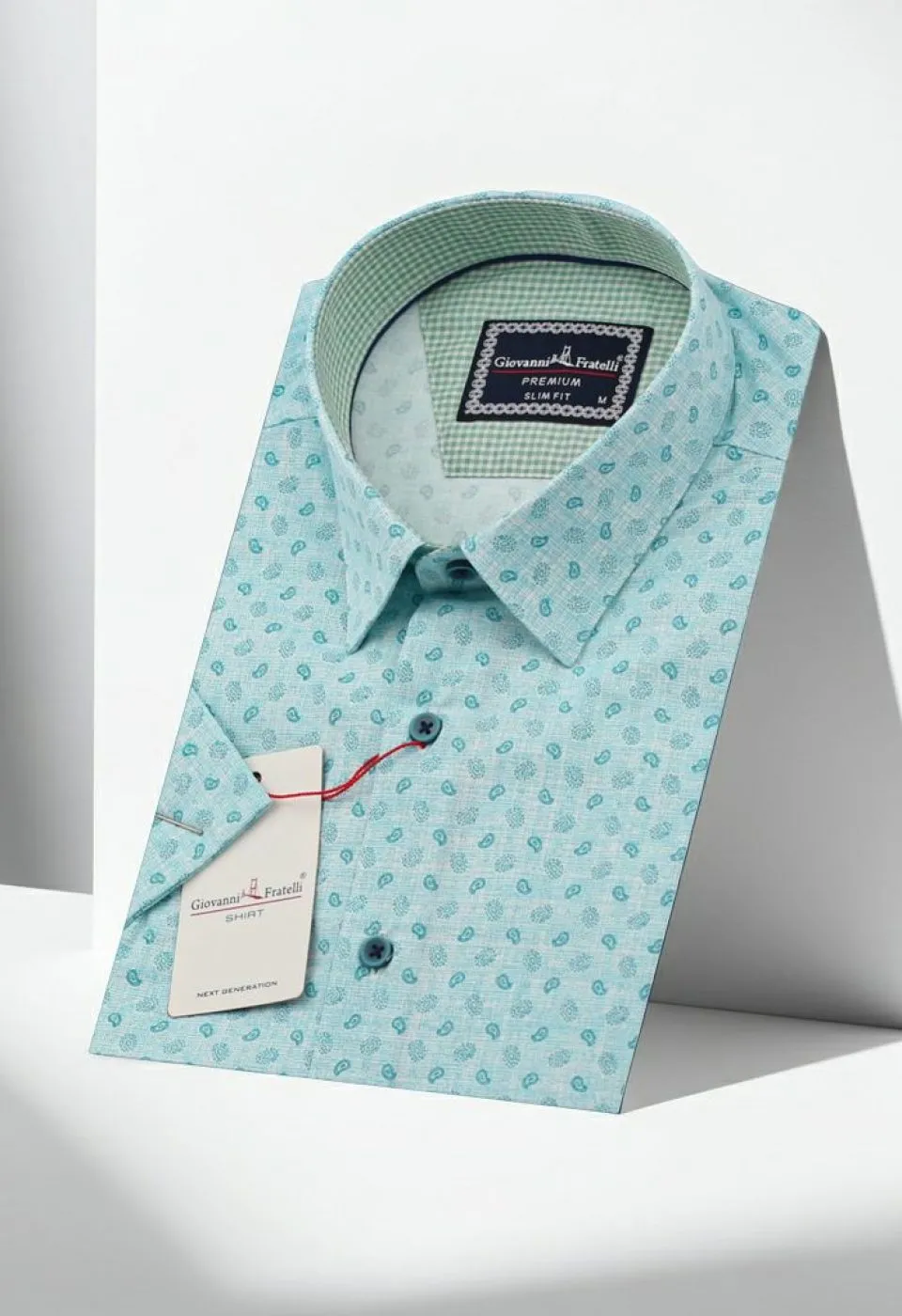 Slim Fit Kısa Kol Desenli Erkek Gömlek 3GMK321313004