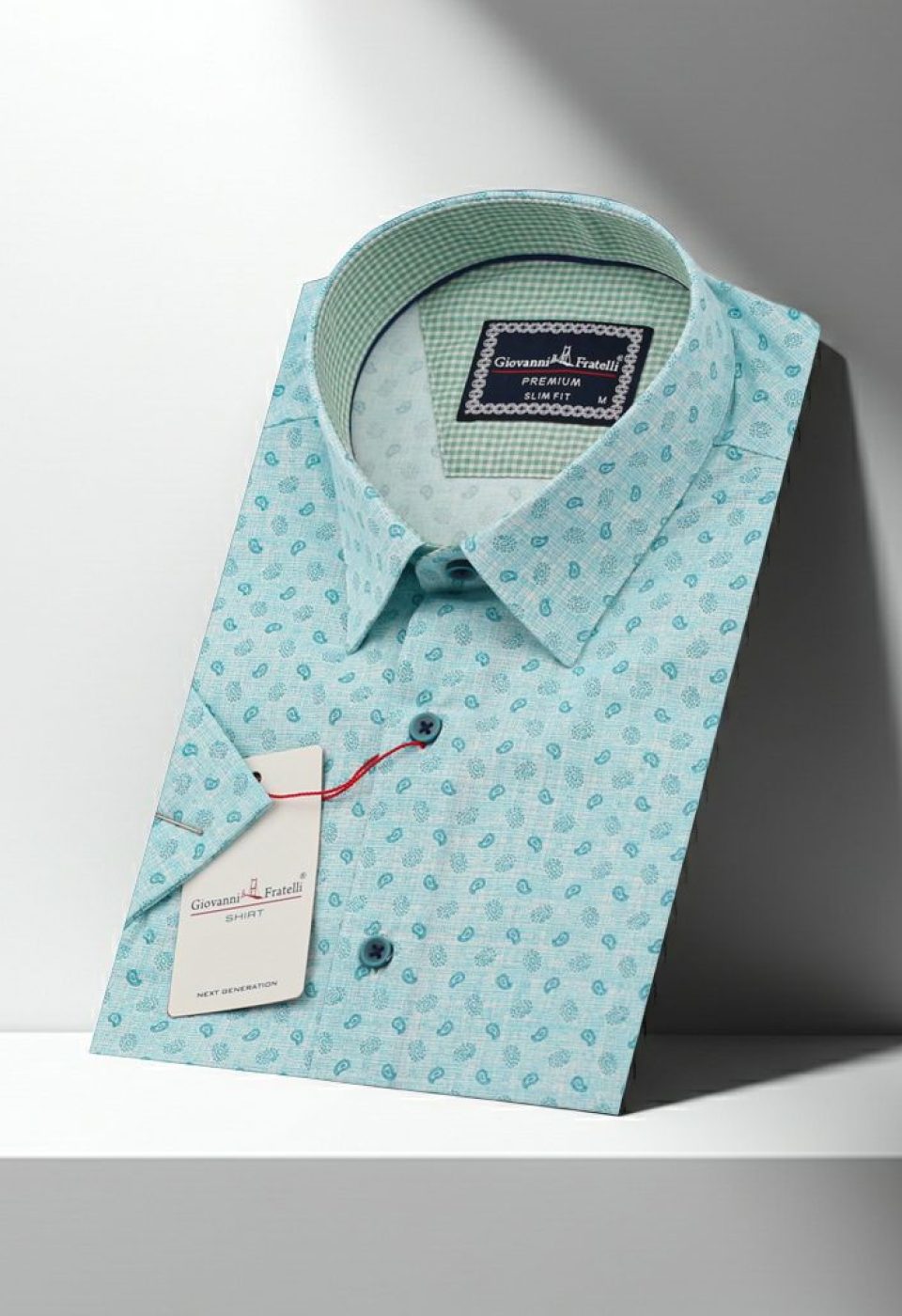 Slim Fit Kısa Kol Desenli Erkek Gömlek 3GMK321313004