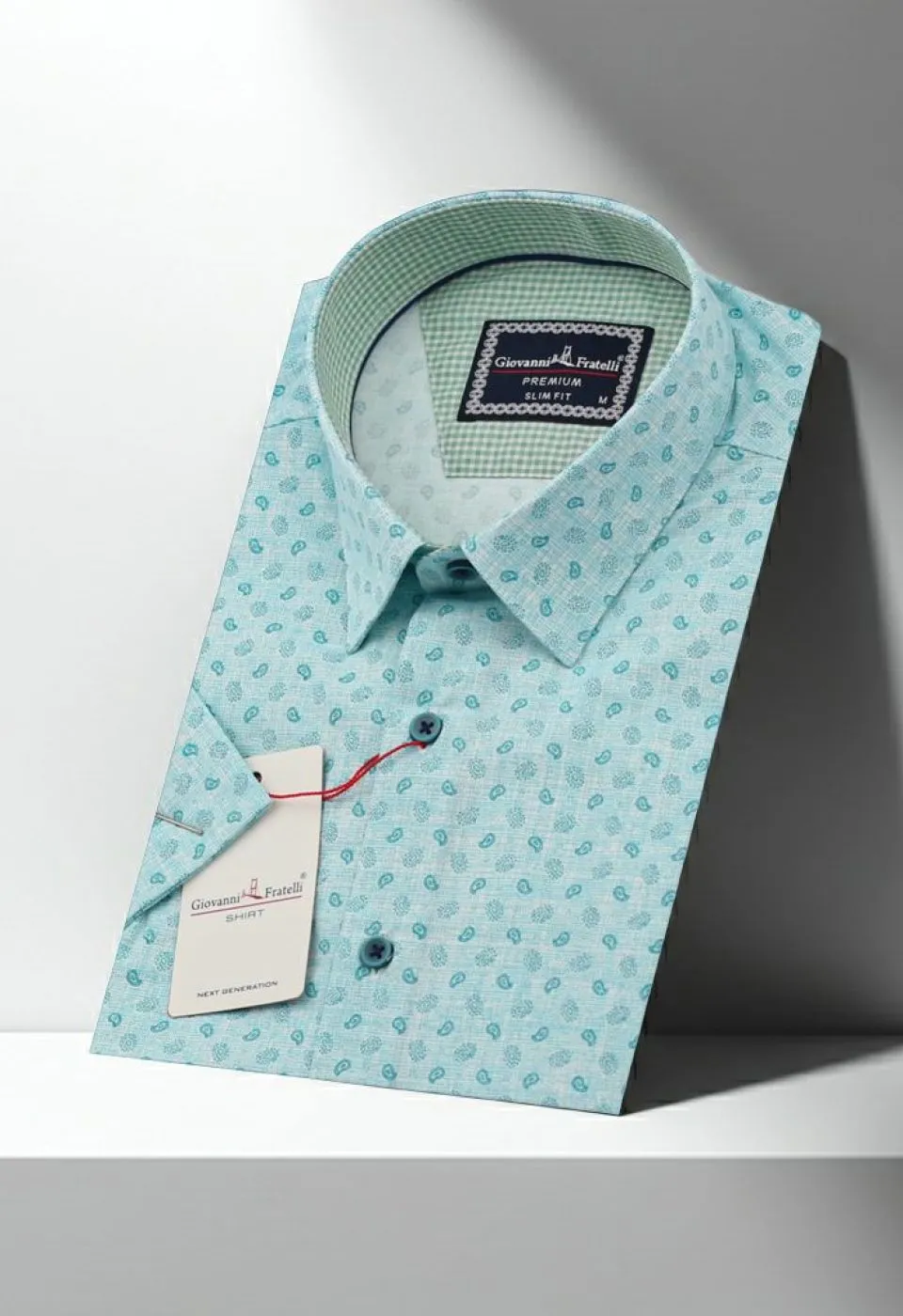 Slim Fit Kısa Kol Desenli Erkek Gömlek 3GMK321313004