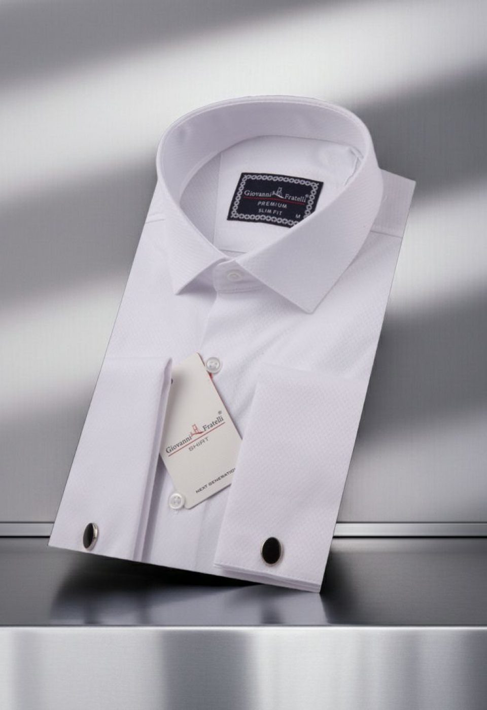 Slim Fit Kol Düğmeli Düz Renk Armürlü Jakar Erkek Gömlek 3GMK321319001