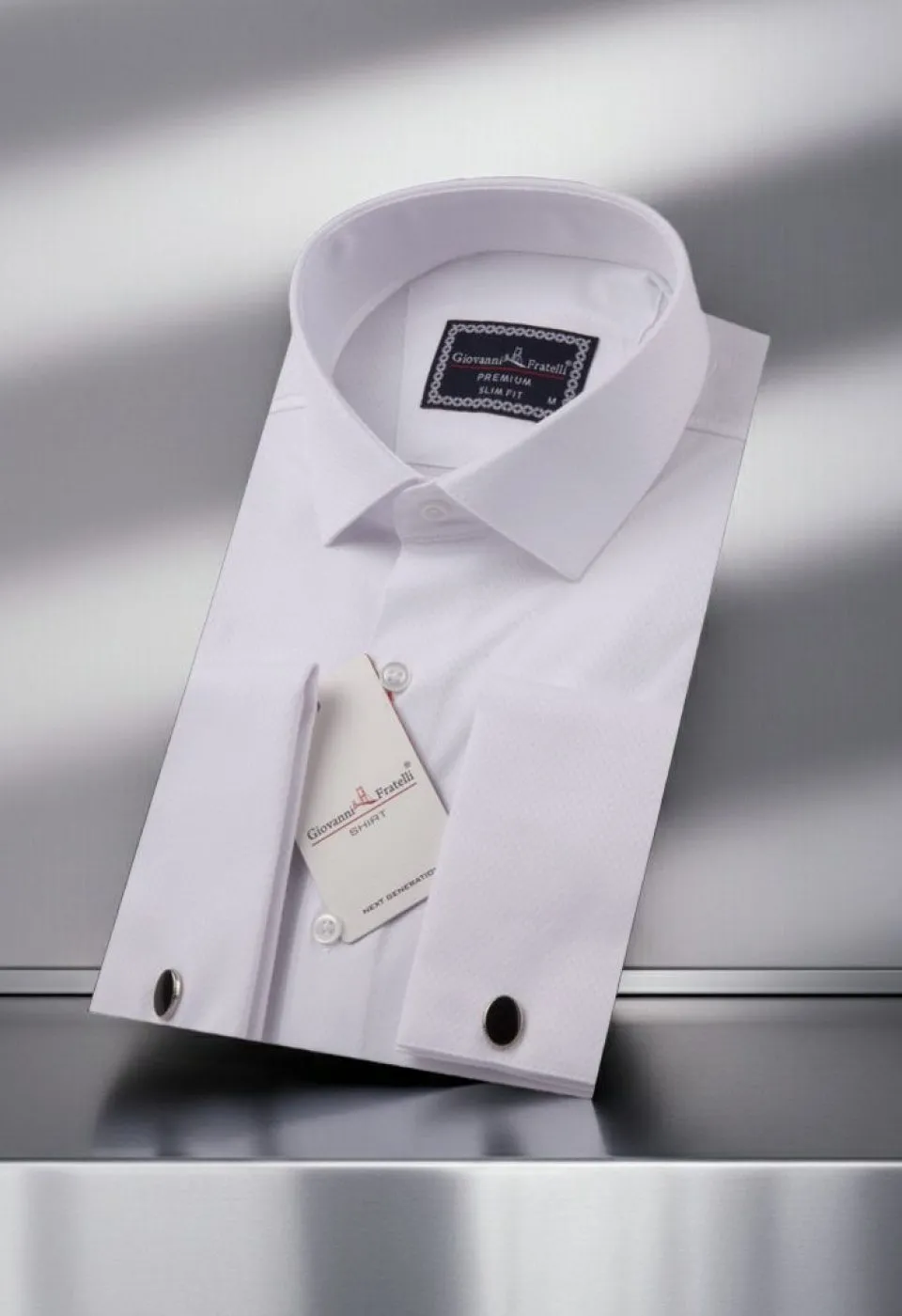 Slim Fit Kol Düğmeli Düz Renk Armürlü Jakar Erkek Gömlek 3GMK321319001