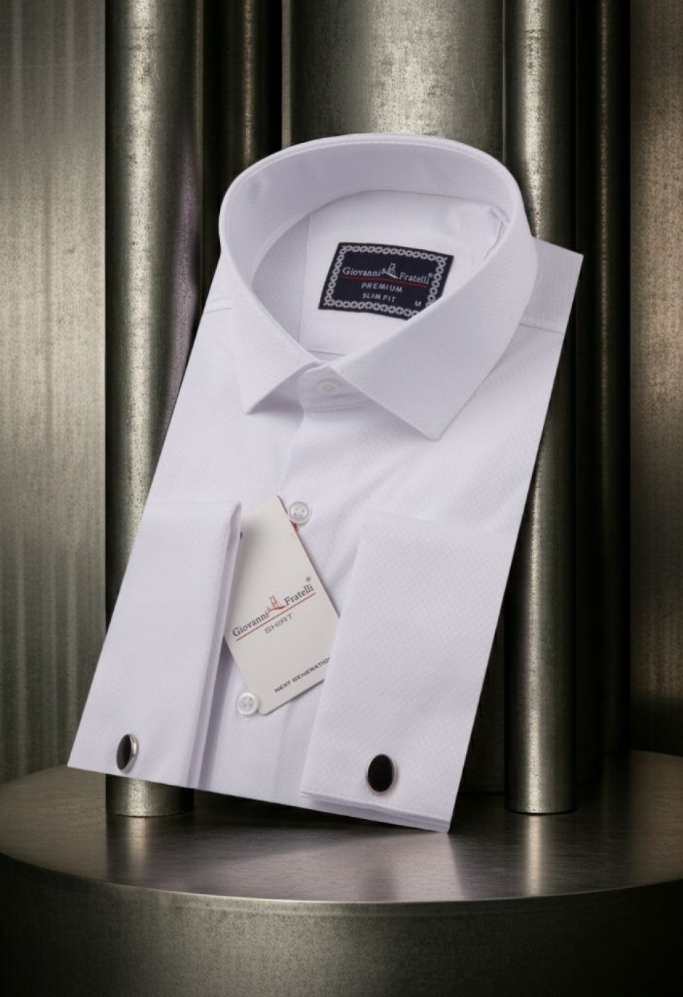 Slim Fit Kol Düğmeli Düz Renk Armürlü Jakar Erkek Gömlek 3GMK321319001 - Giovanni Fratelli
