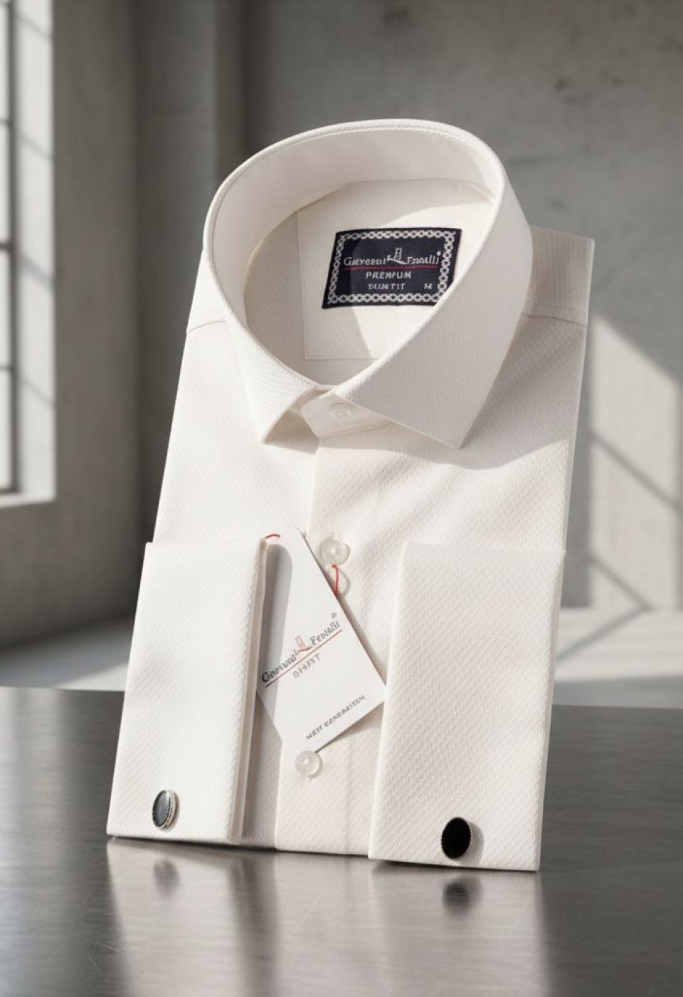 Slim Fit Kol Düğmeli Düz Renk Armürlü Jakar Erkek Gömlek 3GMK321319002