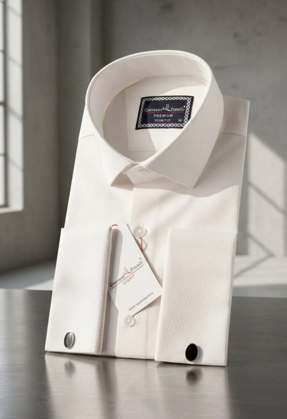 Slim Fit Kol Düğmeli Düz Renk Armürlü Jakar Erkek Gömlek 3GMK321319002