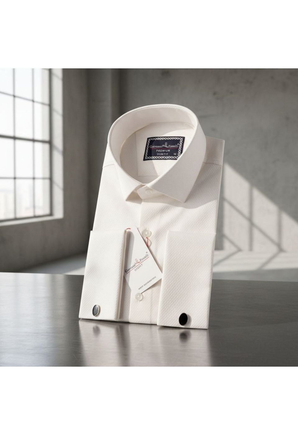 Slim Fit Kol Düğmeli Düz Renk Armürlü Jakar Erkek Gömlek 3GMK321319002 - Giovanni Fratelli