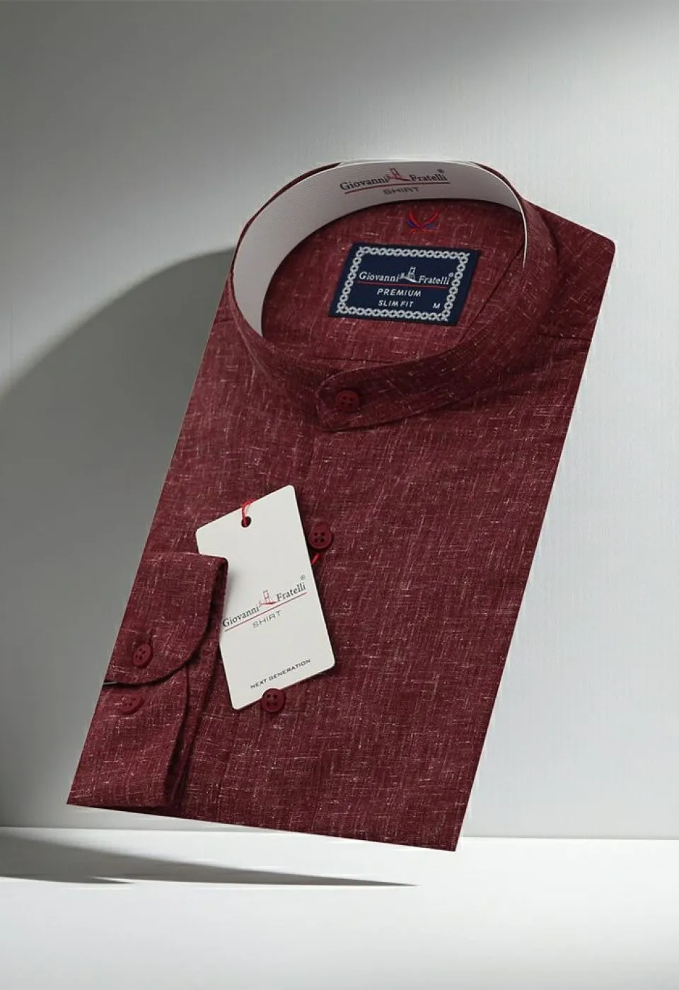 Slim Fit Uzun Kol Desenli Hakim Yaka Erkek Gömlek 3GMK311319008