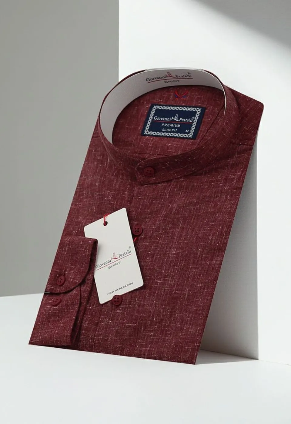 Slim Fit Uzun Kol Desenli Hakim Yaka Erkek Gömlek 3GMK311319008