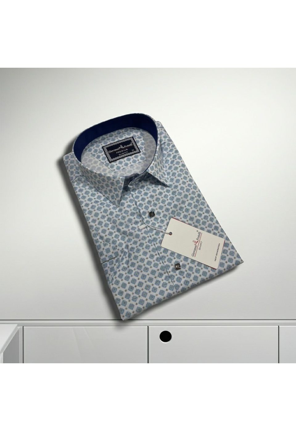 Slim Fit Kısa Kol Dijital Baskılı Desenli Erkek Gömlek 3GMK311326003 - Giovanni Fratelli