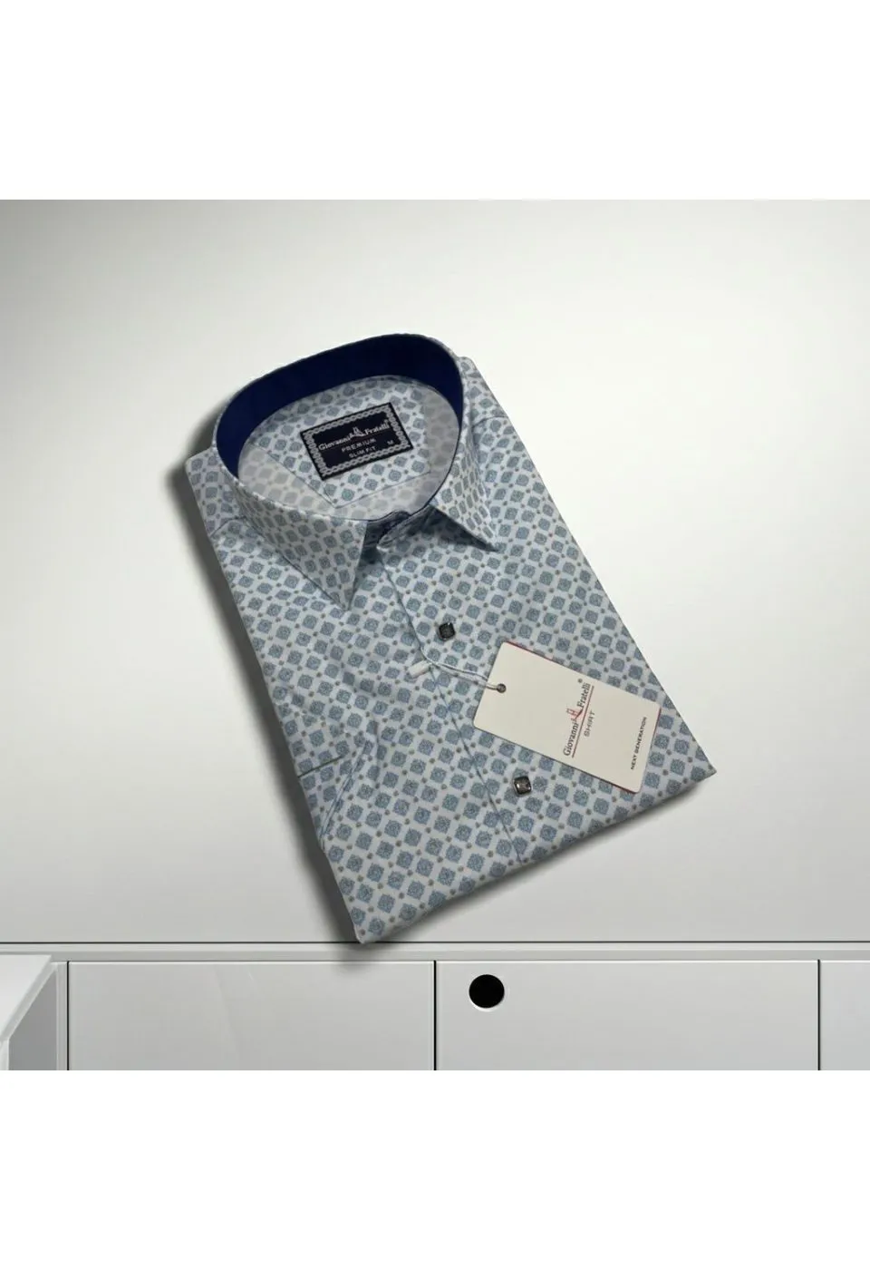 Slim Fit Kısa Kol Dijital Baskılı Desenli Erkek Gömlek 3GMK311326003 - Giovanni Fratelli