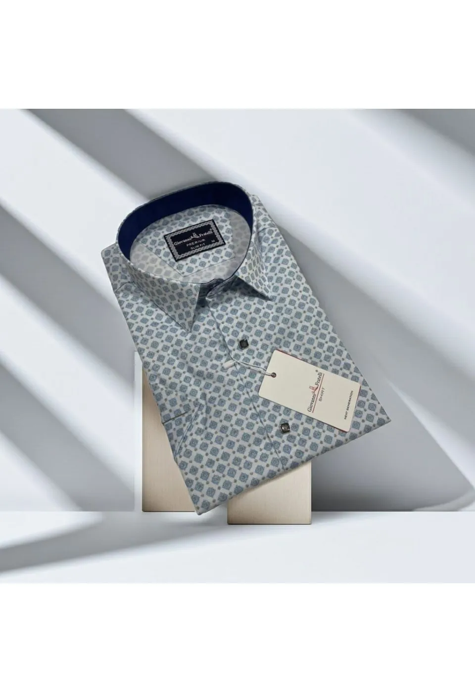 Slim Fit Kısa Kol Dijital Baskılı Desenli Erkek Gömlek 3GMK311326003 - Giovanni Fratelli