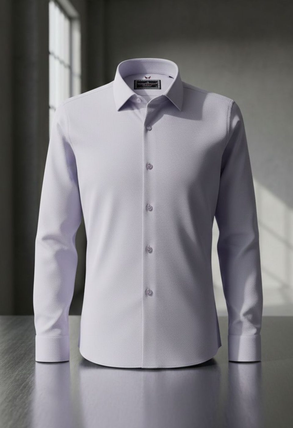 Slim Fit Uzun Kol Desenli Armürlü Jakar Erkek Gömlek 3GMK311334004