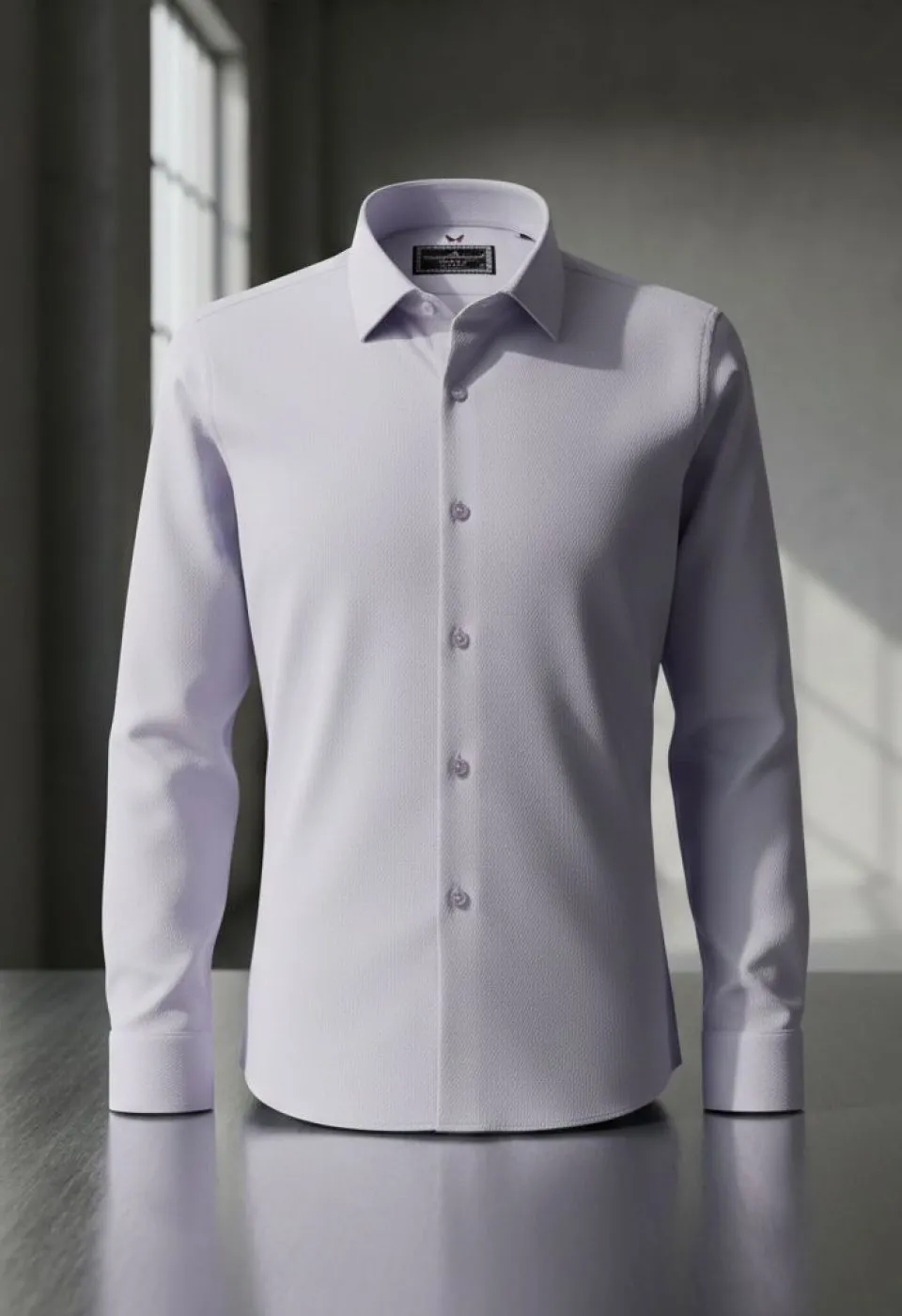 Slim Fit Uzun Kol Desenli Armürlü Jakar Erkek Gömlek 3GMK311334004