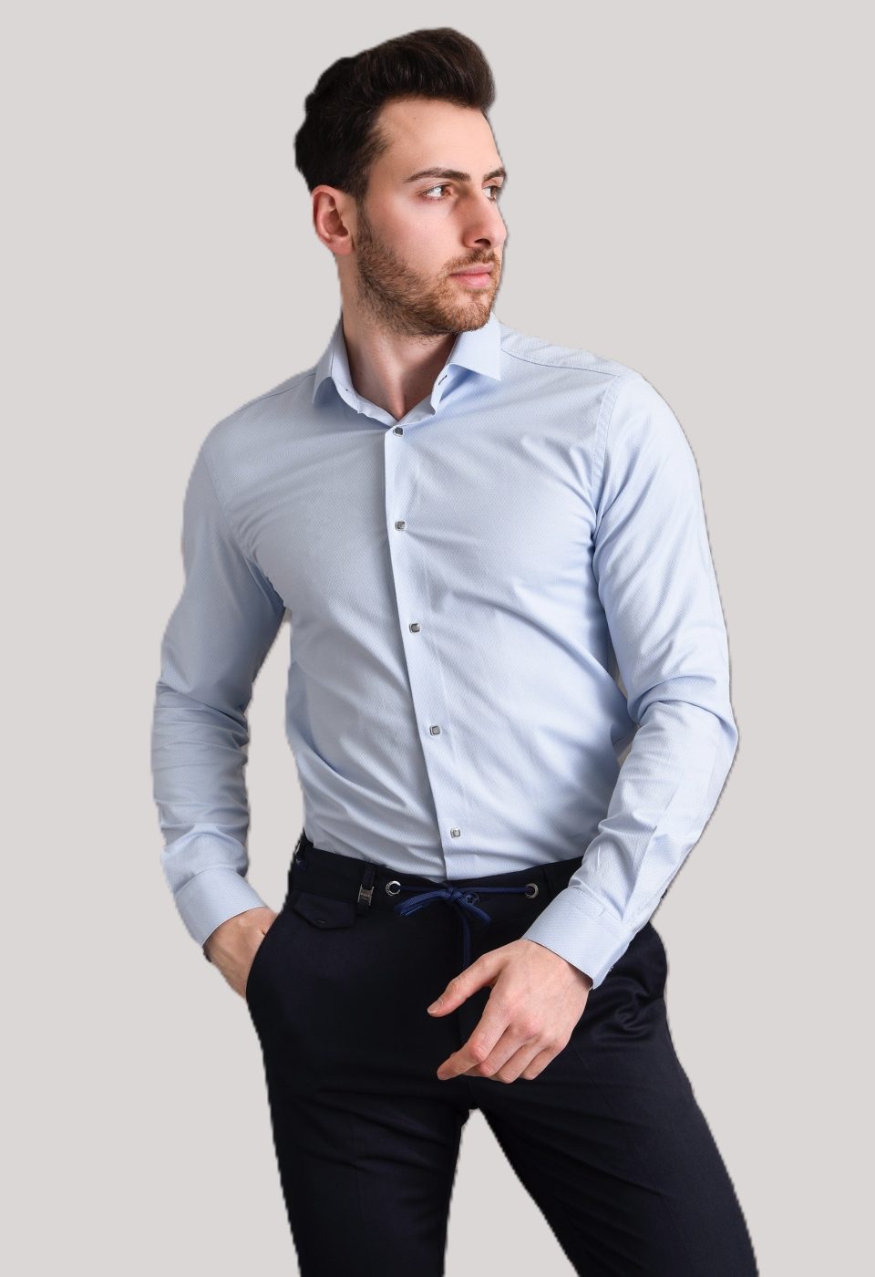 Slim Fit Uzun Kol Desenli Armürlü Jakar Erkek Gömlek 3GMK311337008 - Giovanni Fratelli
