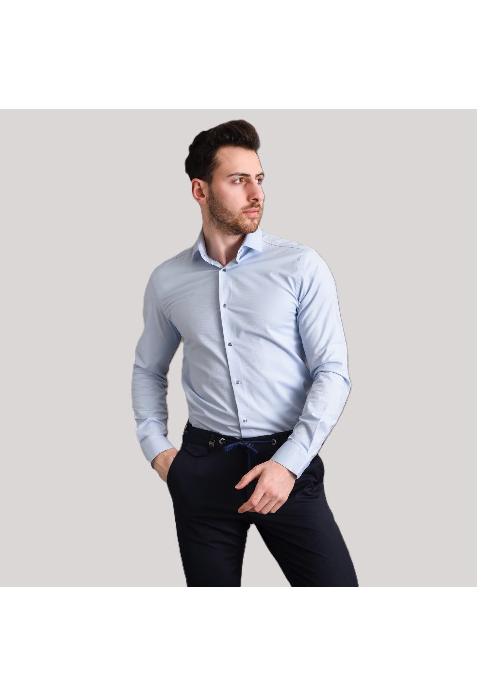 Slim Fit Uzun Kol Desenli Armürlü Jakar Erkek Gömlek 3GMK311337008 - Giovanni Fratelli