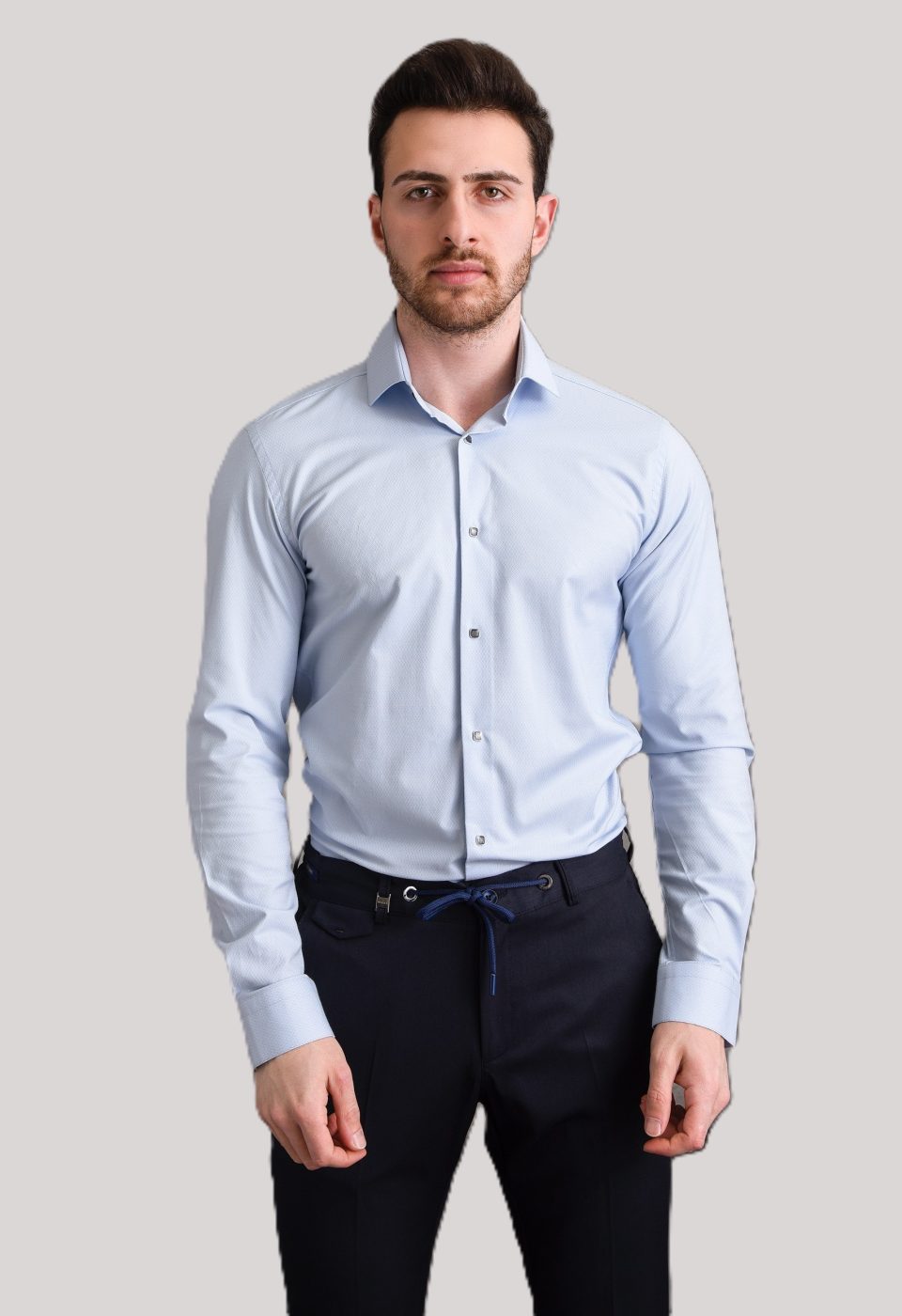 Slim Fit Uzun Kol Desenli Armürlü Jakar Erkek Gömlek 3GMK311337008 - Giovanni Fratelli