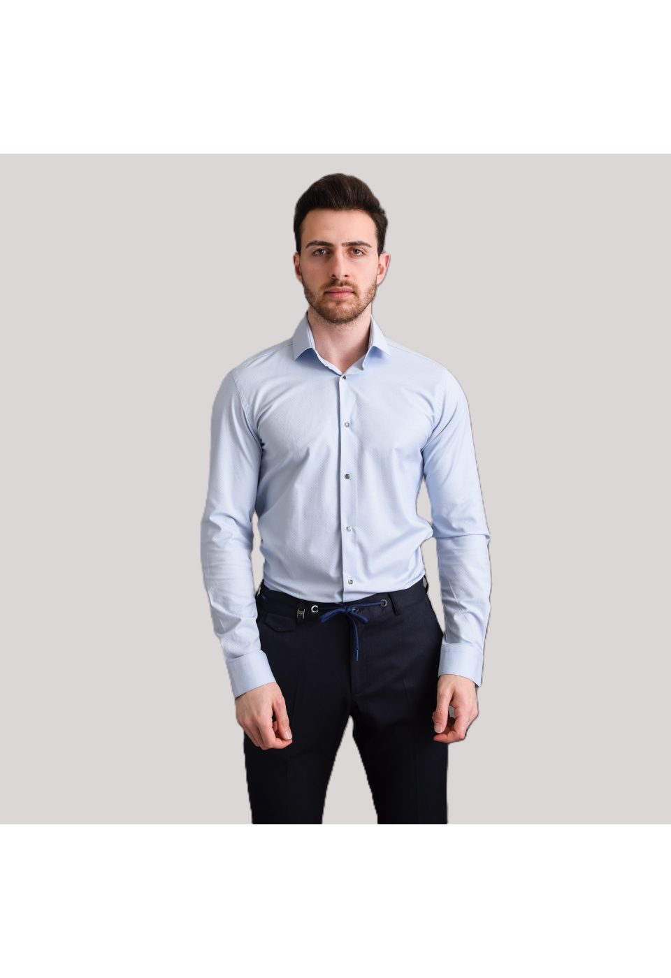 Slim Fit Uzun Kol Desenli Armürlü Jakar Erkek Gömlek 3GMK311337008 - Giovanni Fratelli