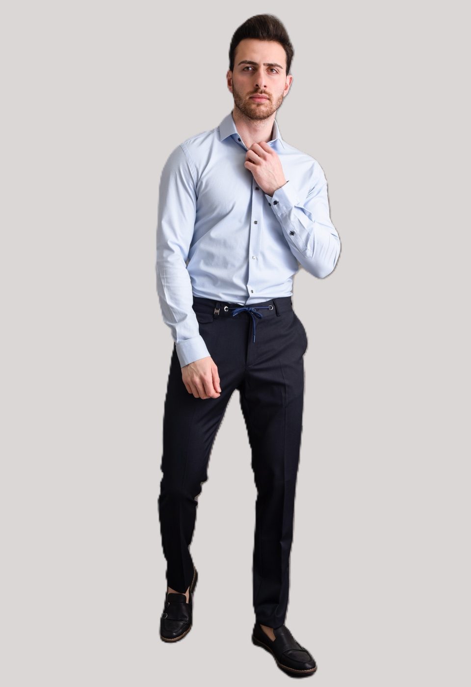 Slim Fit Uzun Kol Desenli Armürlü Jakar Erkek Gömlek 3GMK311337008