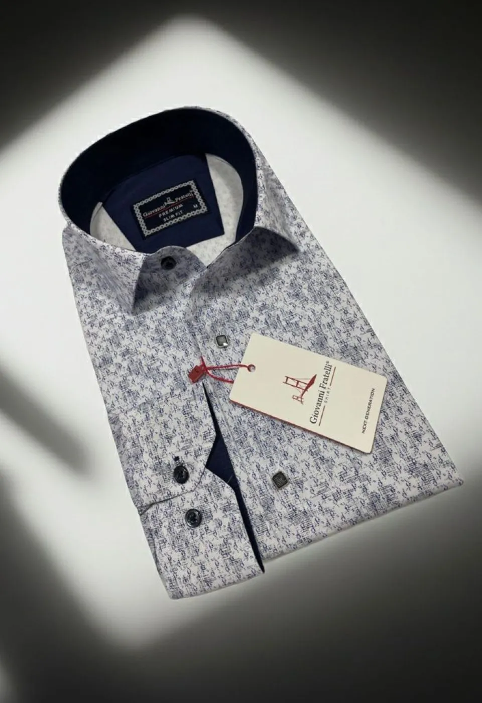 Slim Fit Uzun Kol Desenli Erkek Gömlek 3GMK311356003