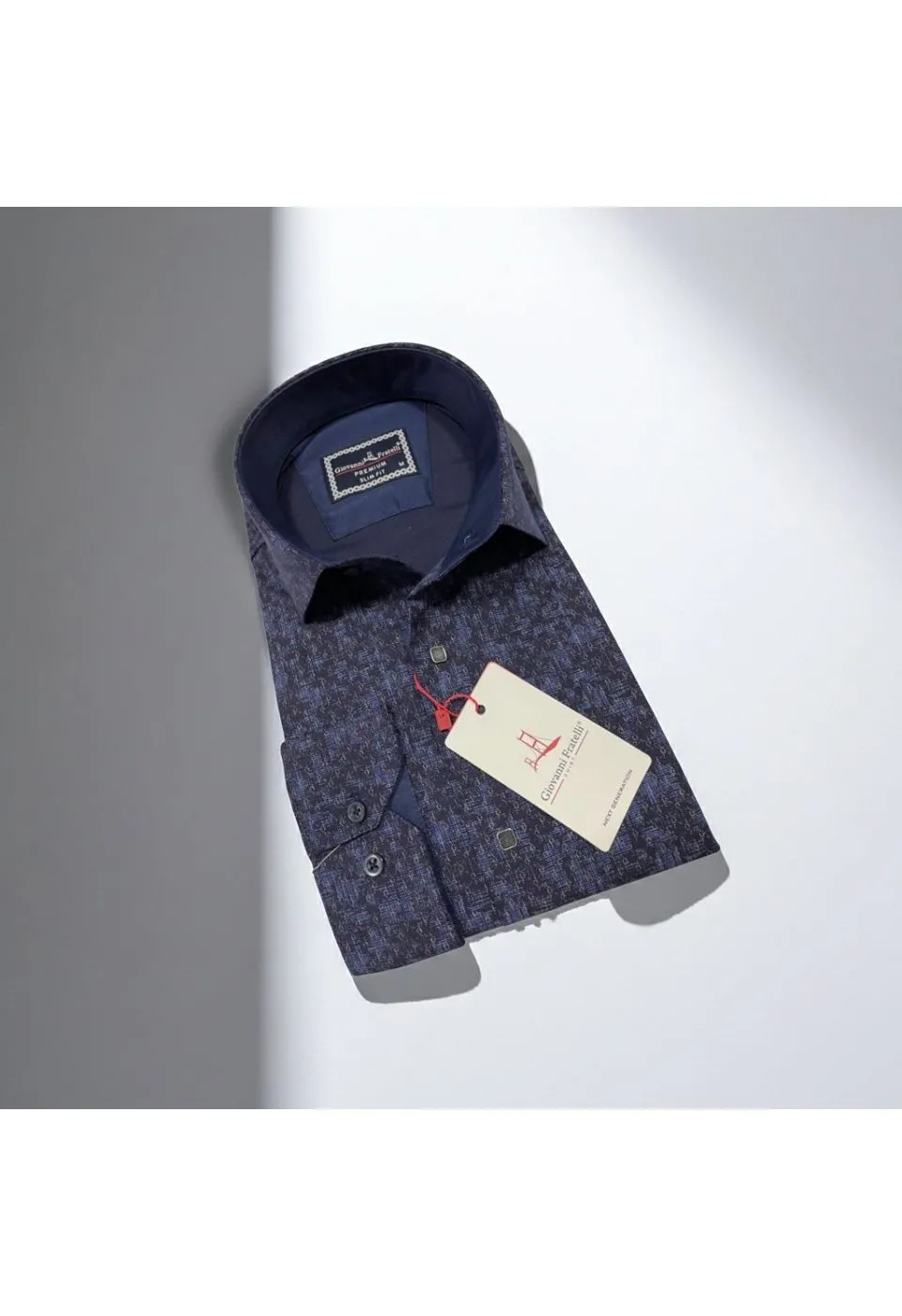 Slim Fit Uzun Kol Desenli Erkek Gömlek 3GMK311356004 - Giovanni Fratelli
