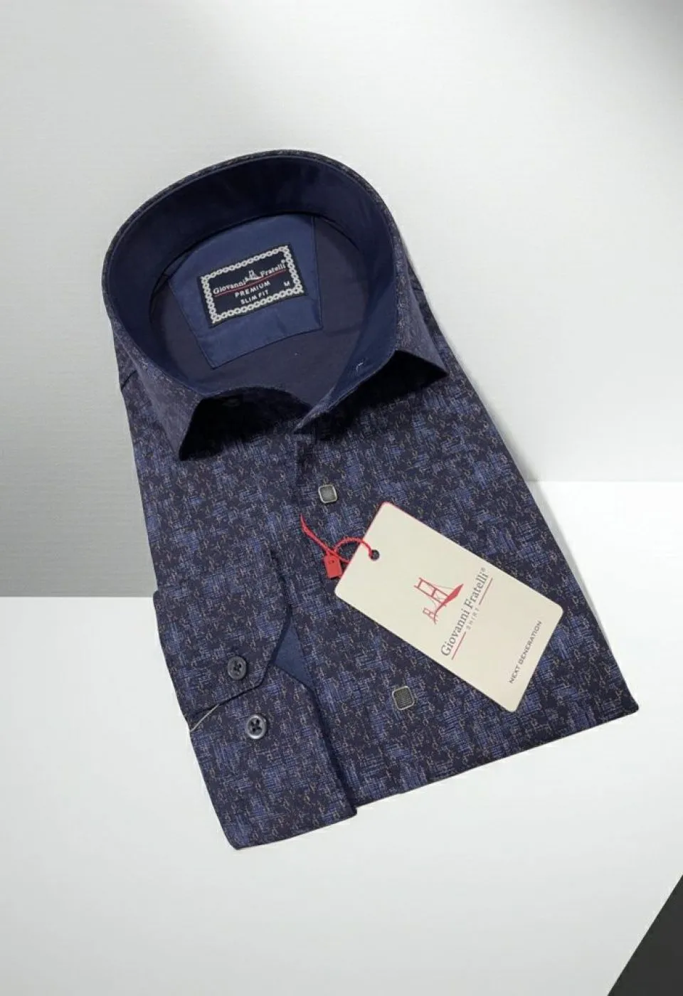 Slim Fit Uzun Kol Desenli Erkek Gömlek 3GMK311356004 - Giovanni Fratelli