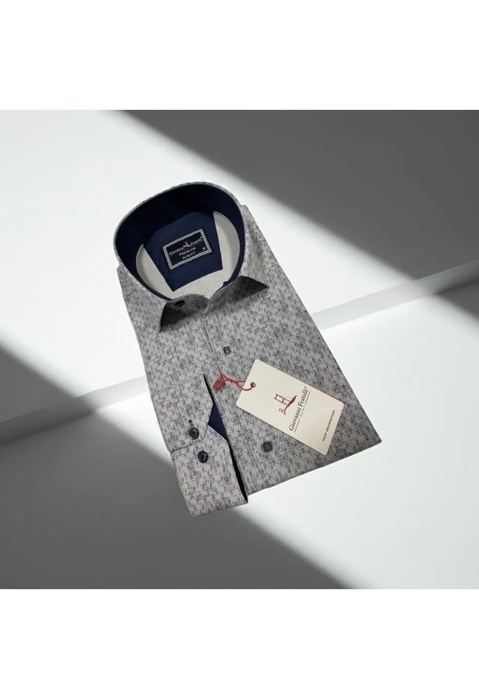 Slim Fit Uzun Kol Desenli Erkek Gömlek 3GMK311356006 - Giovanni Fratelli