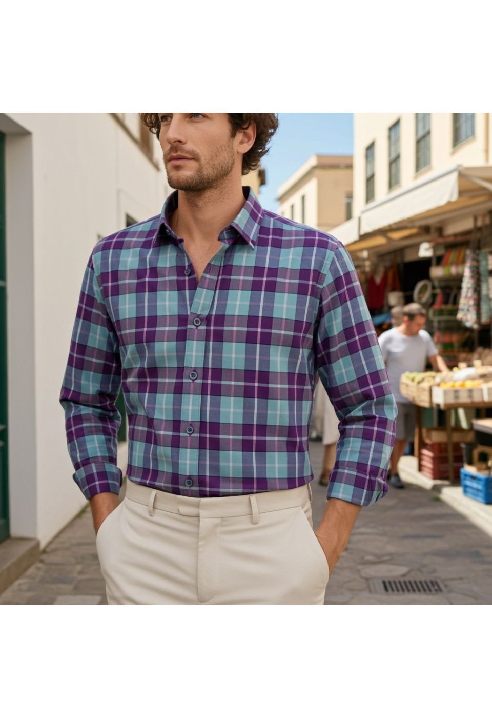 Slim Fit Uzun Kol Desenli Erkek Gömlek 3GMK311411010 - Giovanni Fratelli
