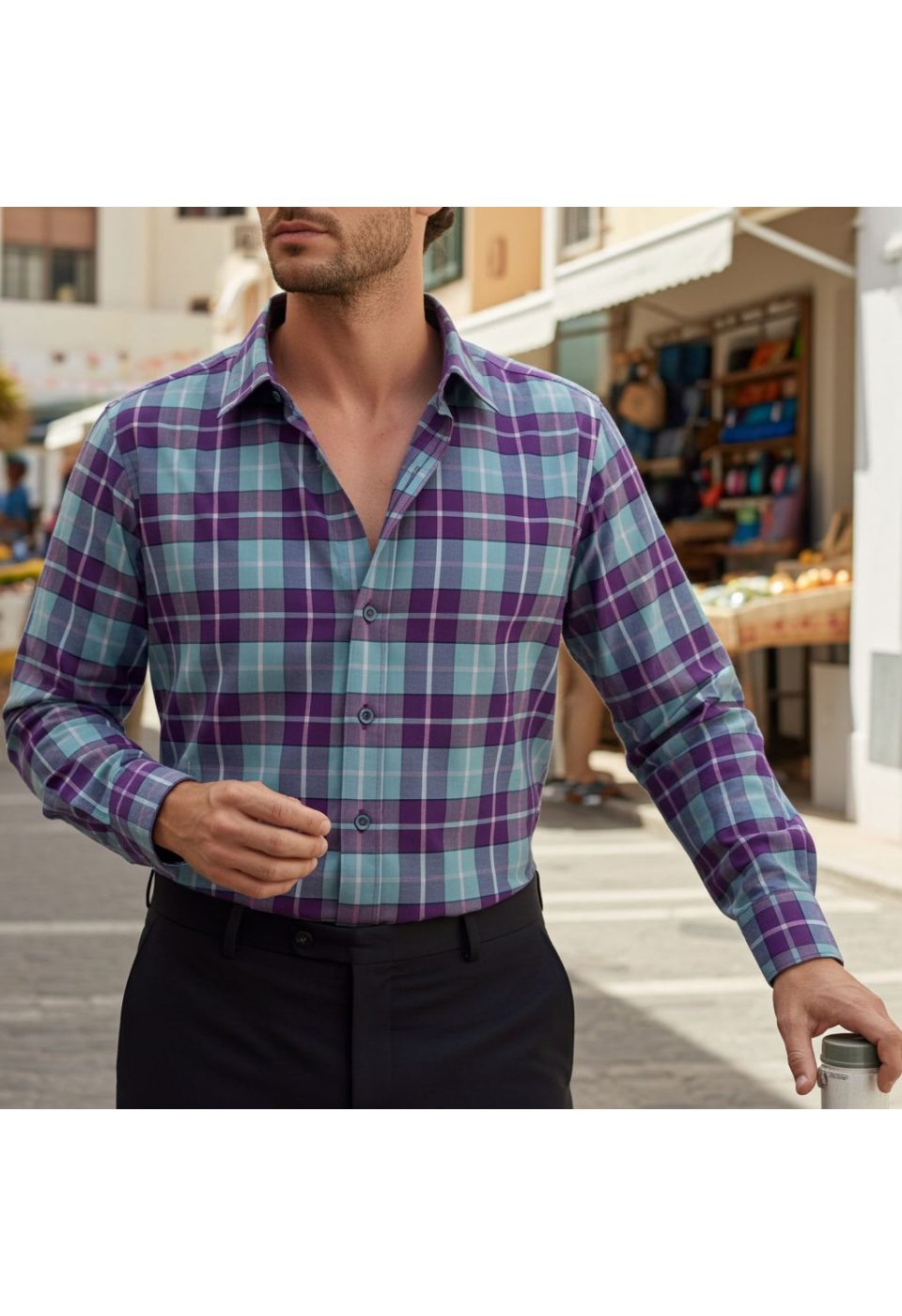 Slim Fit Uzun Kol Desenli Erkek Gömlek 3GMK311411010 - Giovanni Fratelli